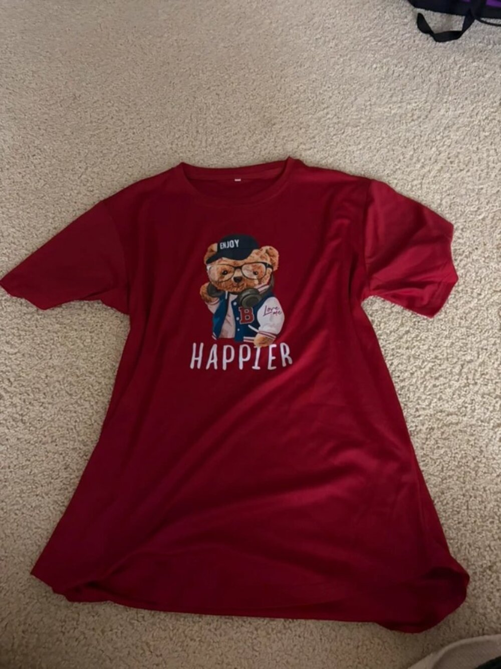 Red Happier bear tee in a size M